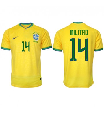 Brasilien Eder Militao #14 Hjemmebanetrøje VM 2022 Kort ærmer